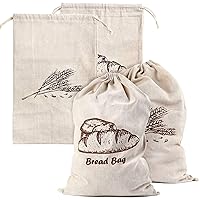 Augshy Linen Bread Bags for Homemade Bread Container, 4 Pcs 17.5 X11.5 Inches Unbleached & Reusable Bread Storage, Natural Large Storage for Artisan Bread