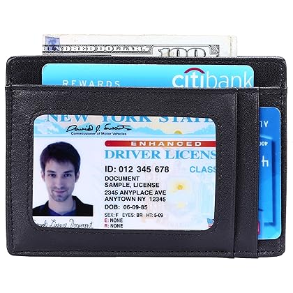 Kinzd Slim Minimalist Leather RFID Front Pocket Wallet Thin Credit Card Holder Men