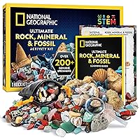 Rock Collection Box for Kids – 200 Piece Gemstones and Crystals Set Includes Geodes and Real Fossils, Rocks and Minerals Science Kit for Kids, A Geology Gift for Boys and Girls