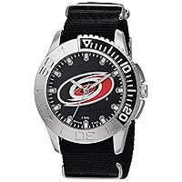 Game Time Men's 'Starter' Metal and Nylon Quartz Analog Watch, Color:Black (Model: NHL-STA-CAR)