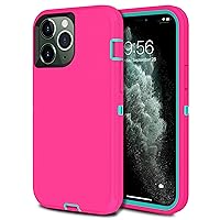 MXX Heavy Duty Case Compatible with iPhone 12 Pro Max, 12 Pro Max [No Built in Screen Protector] [3 Layers] Rugged Rubber Shockproof Protection Cover (Pink/Light Blue)