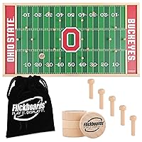 2 in 1 Officially Licensed Ohio State Buckeyes Party Game and Sports Decor - Family Friendly 2 Player Indoor Outdoor Handcrafted Wooden Tabletop Football for Tailgating Fun