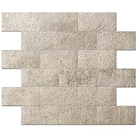 Art3d 10-Pack Peel and Stick Wall Tile for Backsplash, Stick on Stone Tile for Kitchen Bathroom Fireplace Vanitity in Stone Beige