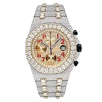 VVS White Moissanite Fully Iced Out Swiss Automatic Movement Hip Hop Studded Red Digit Luxury Two Tone Handmade Watches for Men