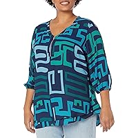 Avenue Women's Plus Size Top Meila Zip PRT