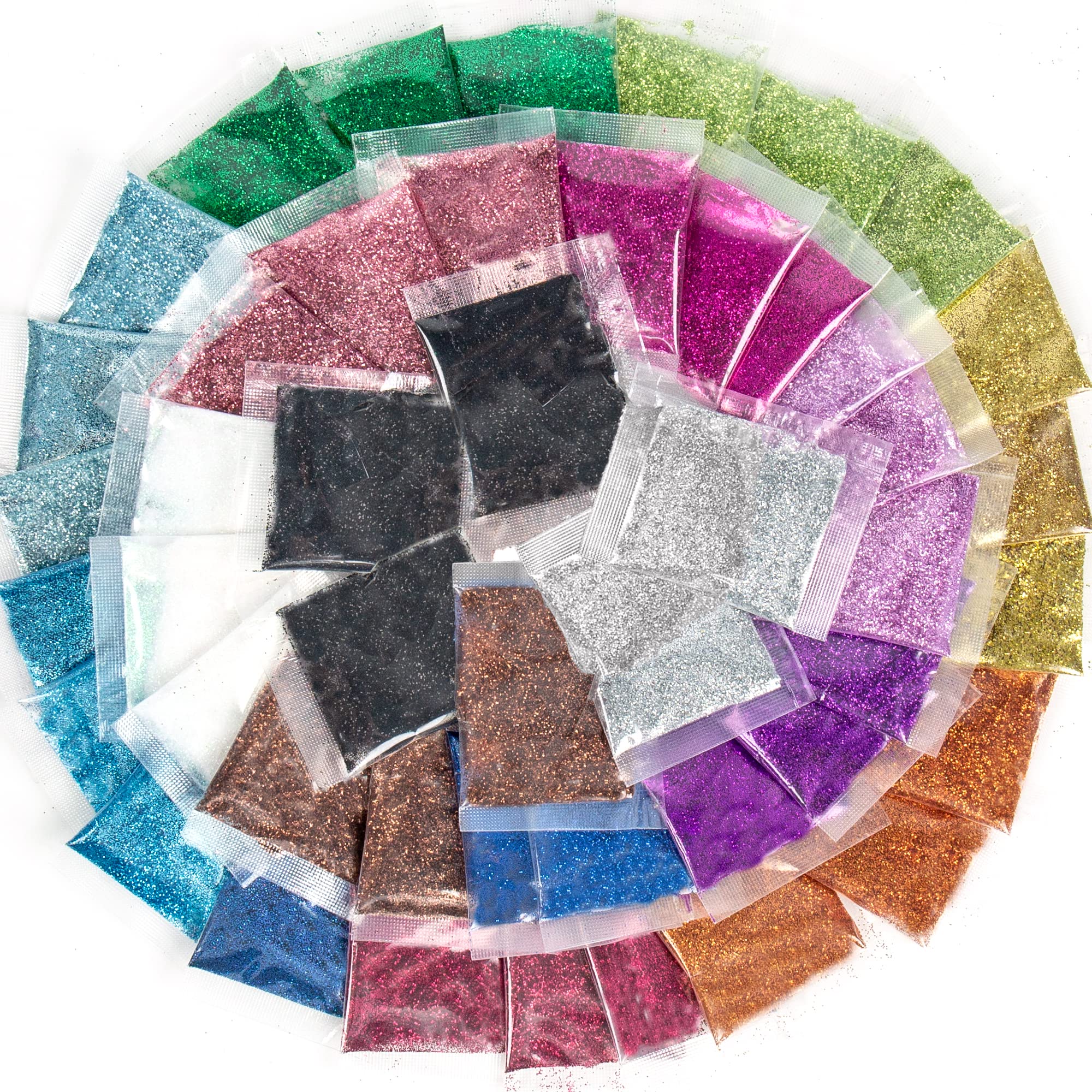 Horizon Group USA Assorted Glitter Packs , Pack of 48, Neon, Glitter, Metallic Colors