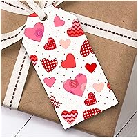 Random Heart Pink and Red Spots and Stripes Birthday Present Favor Gift Tags