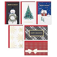 Hallmark Mini Boxed Christmas Cards Assortment, Merry Wishes (48 Cards and Envelopes)