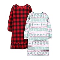Simple Joys by Carter's Girls and Toddlers' Fleece Nightgowns, Pack of 2