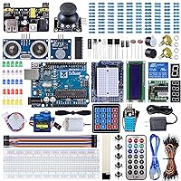 Miuzei Starter Kit Compatible with Arduino Projects with Microcontroller, LCD1602 Module, Breadboard, Power Supply, Servo, Sensors, Jumper Wires, LEDs, Detailed Tutorial MA13