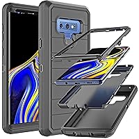 for Galaxy Note 9 Case,Drop Proof 3-Layer Durable Cover/Shockproof Armor Drop Protection Solid Rubber Case for Samsung Galaxy Note 9-Black