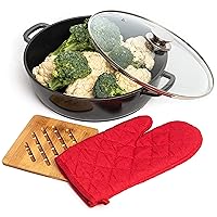Moss & Stone 12 Inch Aluminum Pan Non-Stick Cookware Set, Saute Pan, Casserole Stockpot with Lid, 5Qt Oven Safe Pan, Non Stick Skillet Pan with Non Toxic Stone Coating, Everyday Pan