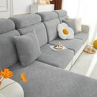 hyha Individual Couch Cushion Covers, Stretch Sofa/Couch Seat Cushion Covers, Magic Sofa Covers Washable, Dog Couch Cushion Covers for Sofa with Elastic Bottom(3PC, Grey)