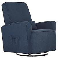 Evolur Holland Upholstered Plush Seating Glider Swivel, Glider Chair for Nursery in Navy, Modern Nursery Glider, Tool-Free Assembly, Easy to Clean, Environmentally Conscious Glider