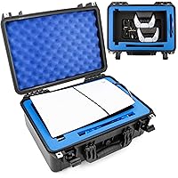 CASEMATIX Travel Case Compatible With PS5 Slim & PlayStation 5 Slim Digital Edition - Hard Shell Waterproof Case with Custom Foam for Console, Controllers, Stand, Cables and Game