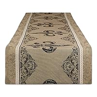DII French Style Tabletop Kitchen Collection, Reversible Table Runner, 14x108, Fleur de Lis Stripe