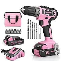 WORKPRO 20V Pink Cordless Drill Driver Set with Replacement Li-ion Battery