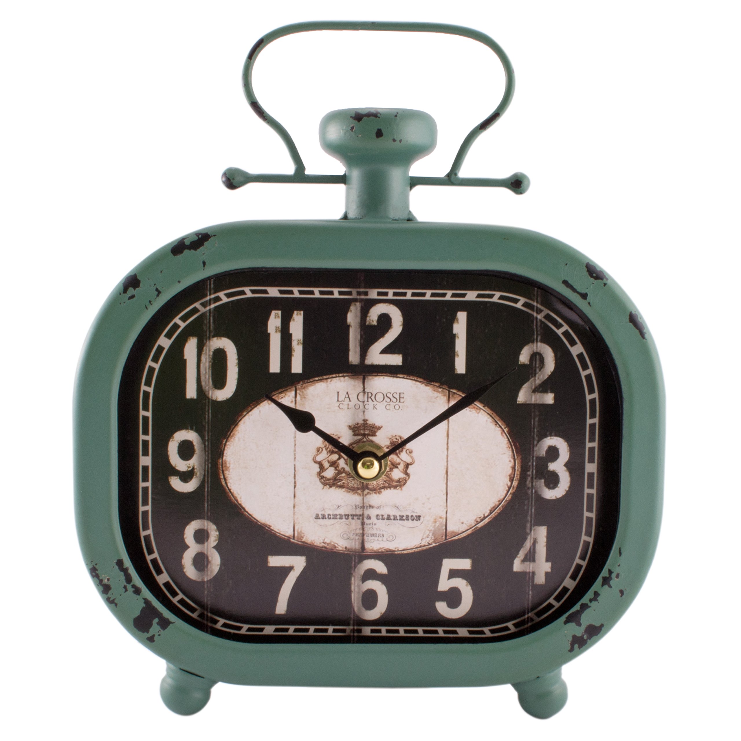 La Crosse 404-3425 Distressed Teal Metal Clock