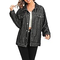 Women's Denim Jacket with Pockets Basic Button Down Long Sleeve Fashion Trendy Jean Jacket for Women 2023