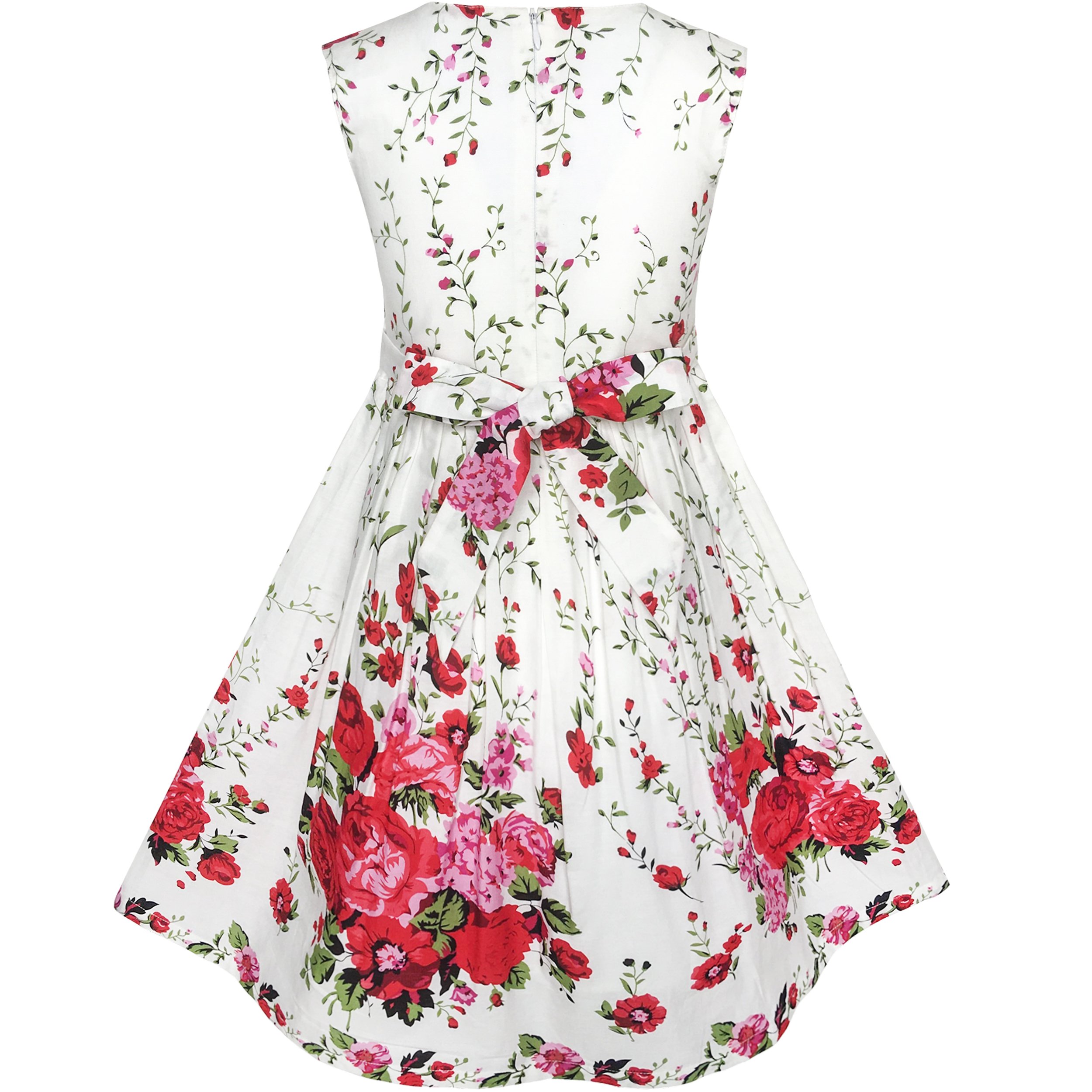 Sunny Fashion Girls Dress Rose Flower Double Bow Tie Party Sundress