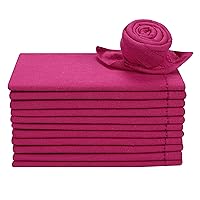 100% Cotton Cloth Dinner Napkins, Pack of 12, 18x18 Hemstitched Decorative Reusable Machine Washable Cocktail Napkin with Mitered Corner for Daily Use/Easter/Party/Wedding - Magenta