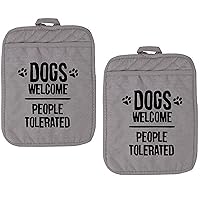 Funny Baking Pot Holder Dogs welcome people tolerated Heat Resistant Oven Mitts with Sayings Kitchen Hot Pads Housewarming Gifts Baking Lover SET of 2