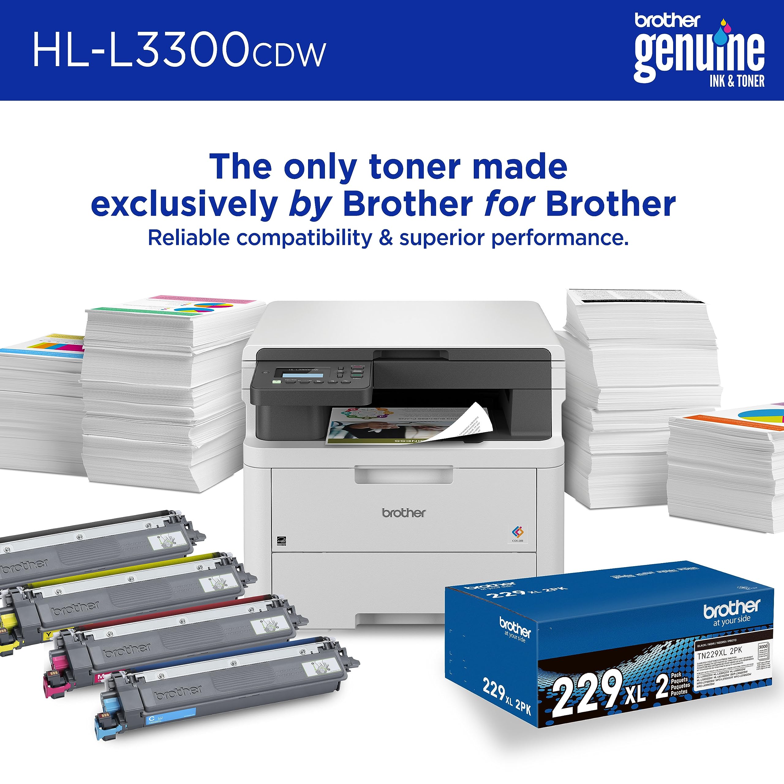 Brother HL-L3300CDW Wireless Digital Color Multi-Function Printer with Laser Quality Output, Copy & Scan, Duplex, Mobile | Includes 4 Month Refresh Subscription Trial ¹ Amazon Dash Replenishment Ready
