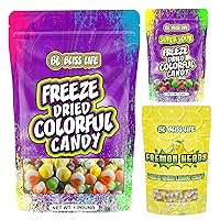 Bliss Life Freeze Dried Candy Bundle - Fremon Heads (4oz), Colorful Candy (16oz) & Super Sour Colorful Candy (3oz) - ASMR, TikTok Challenge, Sour & Sweet Fusion, Freeze Dried Sour Candy, Trendy Snack