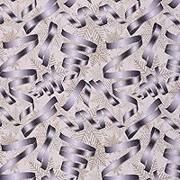Mook Fabrics Cotton 2022 Christmas Ribbons, Silver, 15 Yard Bolt