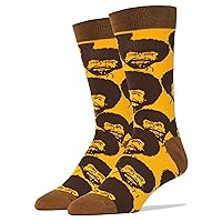 ooohyeah Men's Bob Ross Novelty Crew Socks, Funny Socks Crazy Socks, Fun Casual Dress Cotton Socks
