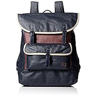 Fred Perry Men's Coated Canvas Back Pack, Maroon/Navy/Twill, One Size