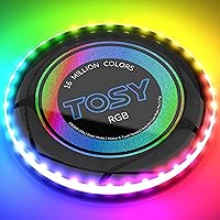 TOSY Flying Disc - 16 Million Color RGB or 36 or 360 LEDs, Extremely Bright, Smart Modes, Auto Light Up, Rechargeable, Birthday Gift, Easter Basket Stuffers for Men/Boys/Teens/Kids, 175g Frisbee