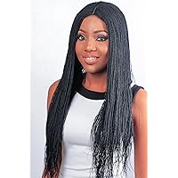Twisted Wigs, Micro Million Twist Wig - Color 1 - 22 Inches. Synthetic Hand Braided Wigs for Black Women.
