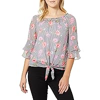 Amy Byer Women's Off The Shoulder Tie-Front Top