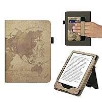 kwmobile Case Compatible with Amazon Kindle Paperwhite 11. Generation 2021 - Case PU Leather Cover with Magnet Closure, Stand, Strap, Card Slot - Travel Vintage Brown/Light Brown