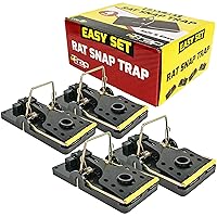 002-S4 Easy Set Mouse Control Rat Snap Trap (Set of 4), Black