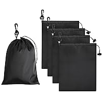 Drawstring Bag - Cinch and Ditty Pouch with Clip for Travel, Wardrobe, Outdoors - Set of 5 (Black, 9 x 12 inch)