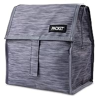 PackIt Freezable Lunch Bag, Charcoal Space Dye, Built with EcoFreeze Technology, Foldable, Reusable, Zip and Velcro Closure with Buckle Handle, Perfect for School and Office Lunches