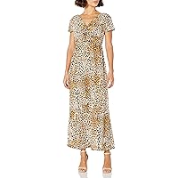 Star Vixen womens Petite Short Sleeve Twist-front Maxi Dress, Leopard Print, Medium Petite US