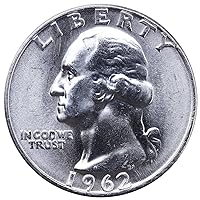 1962 D U.S. Washington Quarter 90% Silver Coin, 1/4 Brilliant Uncirculated Mint State Condition
