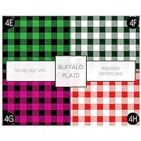 Buffalo Plaid Pattern Vinyl Permanent Adhesive Craft Vinyl 4 Sheet Bundle 12 inch x 12 inch (4E - 4H)
