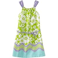 Bonnie Jean Girls Floral Woven Print Dress, Lime Green, 7-16