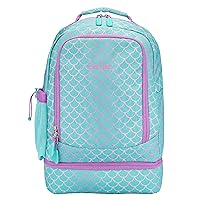 Bentgo® Kids 2-in-1 Backpack & Insulated Lunch Bag - Durable 16” Backpack & Lunch Container in Unique Prints for School & Travel - Water Resistant, Padded & Large Compartments (Mermaid Scales)