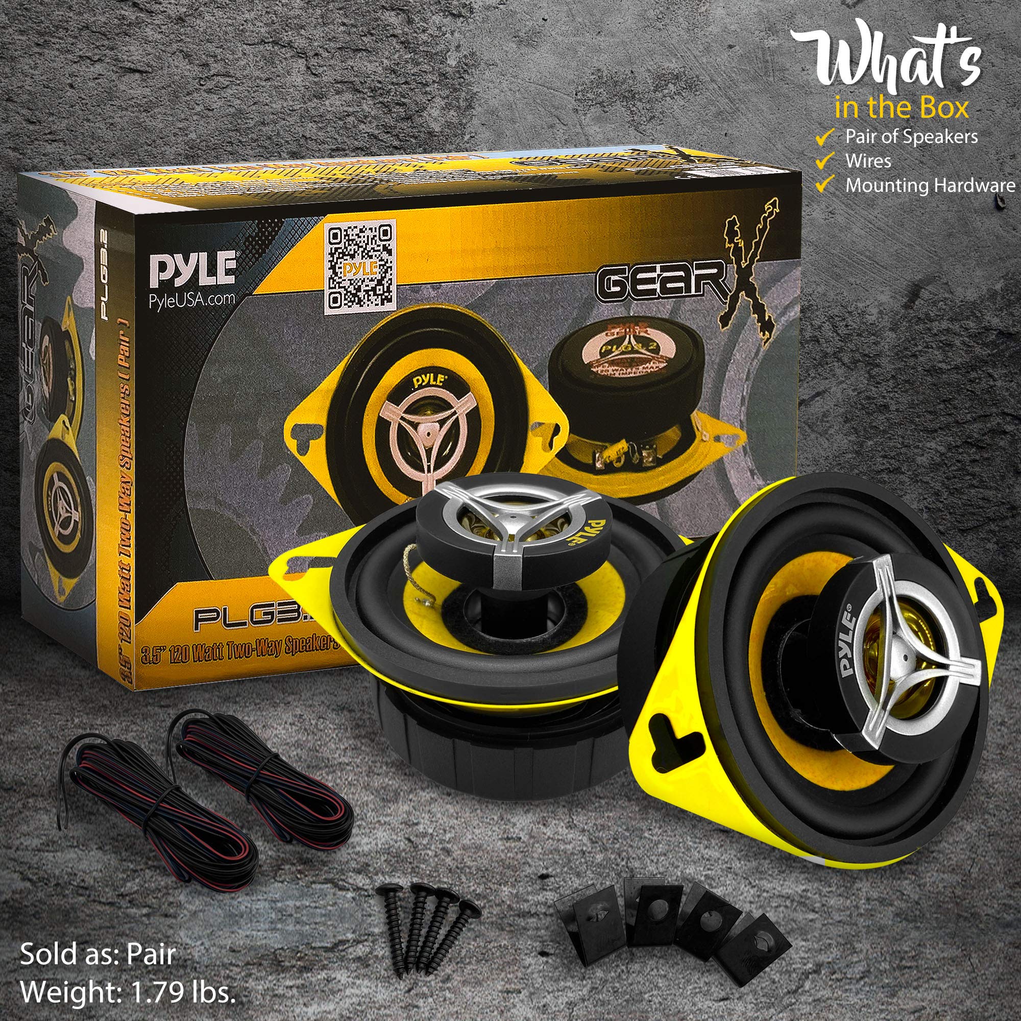 Pyle Car Two Way Speaker System - Pro 3.5 Inch 120 Watt 4 Ohm Mid Tweeter Component Audio Sound Speakers For Car Stereo w/ 20 Oz Magnet Structure, 1.65” Mount Depth Fits Standard OEM - Pyle PLG3.2