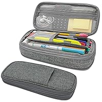 Teacher Created Resources Gray Pencil Case Multifunctional Large Capacity Bag Pouch Holder Organizer