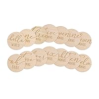 Wooden Monthly Milestone Photo Cards, Baby Announcement Cards, Pregnancy Journey Milestone Markers, 7 Double Sided Engraved Photo Prop Milestone Discs, Light Wood