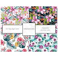 4 Pack Permanent Adhesive Tropical Hawaiian Print Floral Vinyl Bundle 12