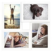 Malden Int Designs Black 4 Opening 4x6 Collage Photo Wall Picture Frame, 11.13 (W) x 11.13 (H) x 1 (D) inches, White, 4 Count