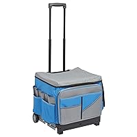 ECR4Kids Universal Rolling Cart with Canvas Organizer Bag, Mobile Storage, Blue/Grey