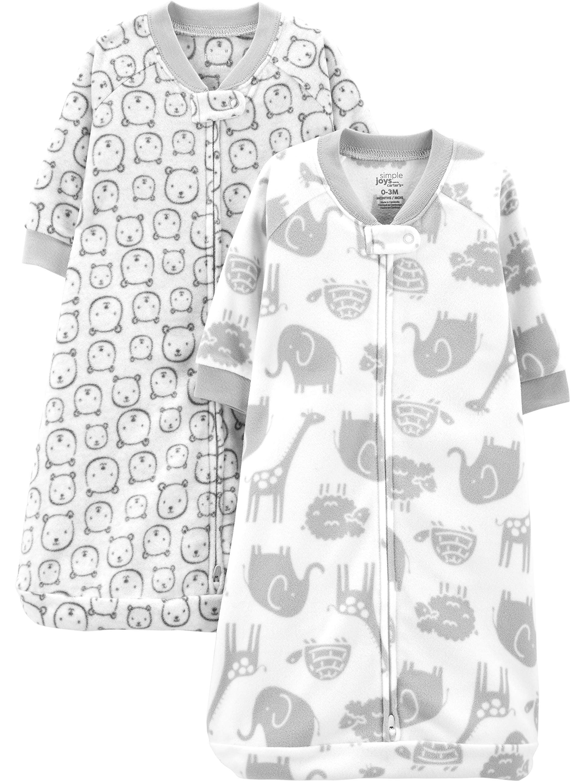 Simple Joys by Carter's Unisex Babies' Microfleece Sleepbag Wearable Blanket, Pack of 2